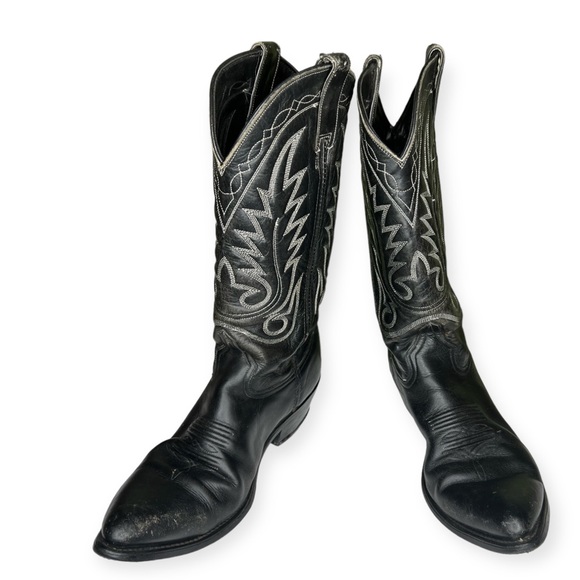 Acme Circle A Vintage Leather Cowboy Boots Black Good Condition Men’s 8.5 - Picture 5 of 8